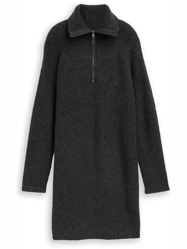Tom Tailor Denim - Mini-jurk met troyerkraag - Shale Grey Melange