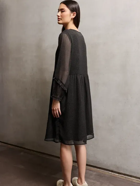 Street One Studio Gedessineerde chiffon jurk bruin, foto 2