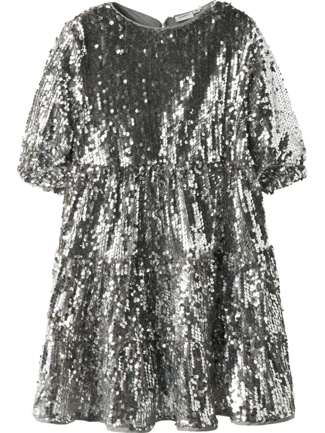 NAME IT Jurk Glitter Silver