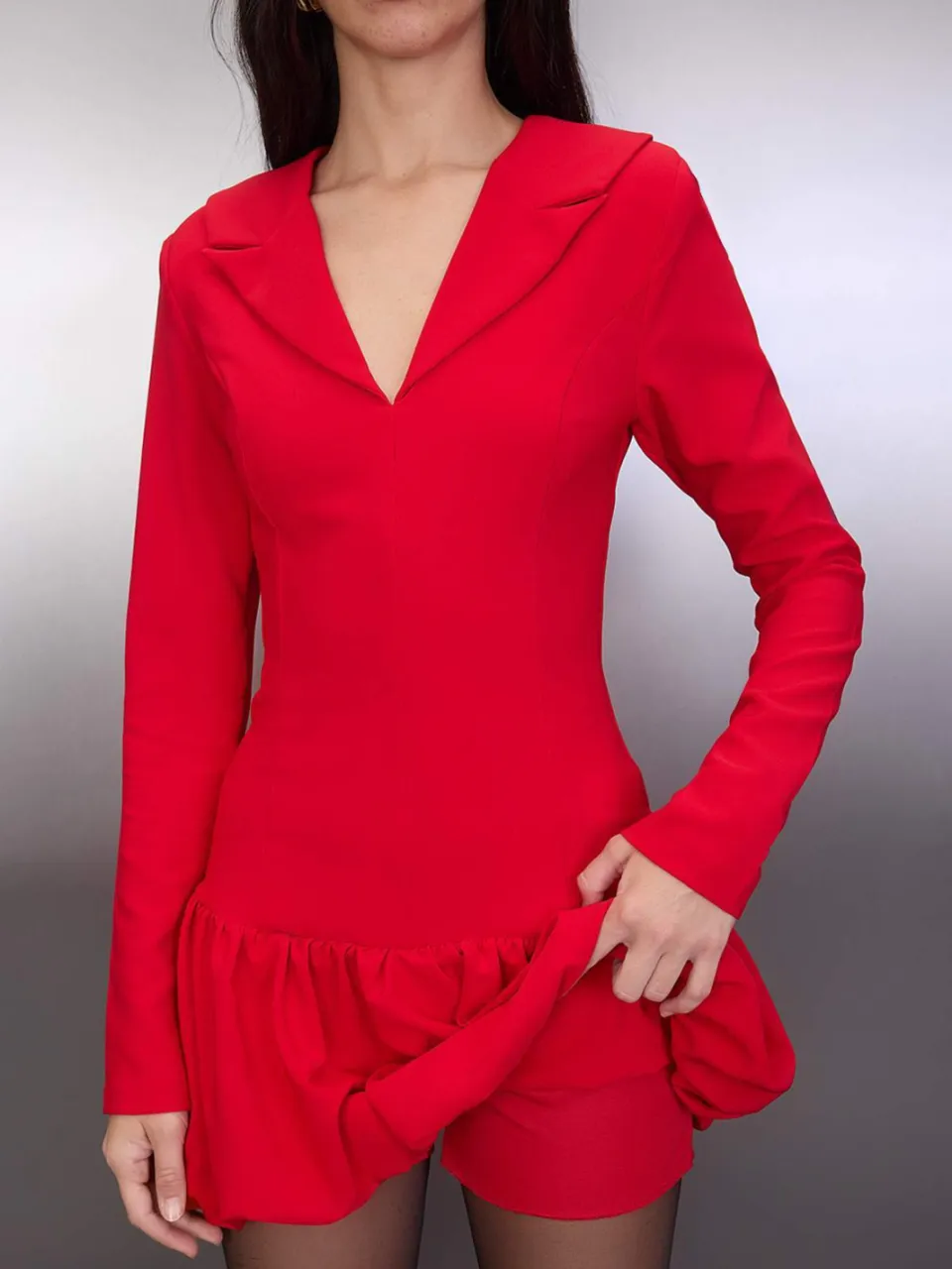 Trendyol TRENDYOLMİLLA Dames Rood Effen Kort / Mini Lang Casual Skater Jurken, foto 2