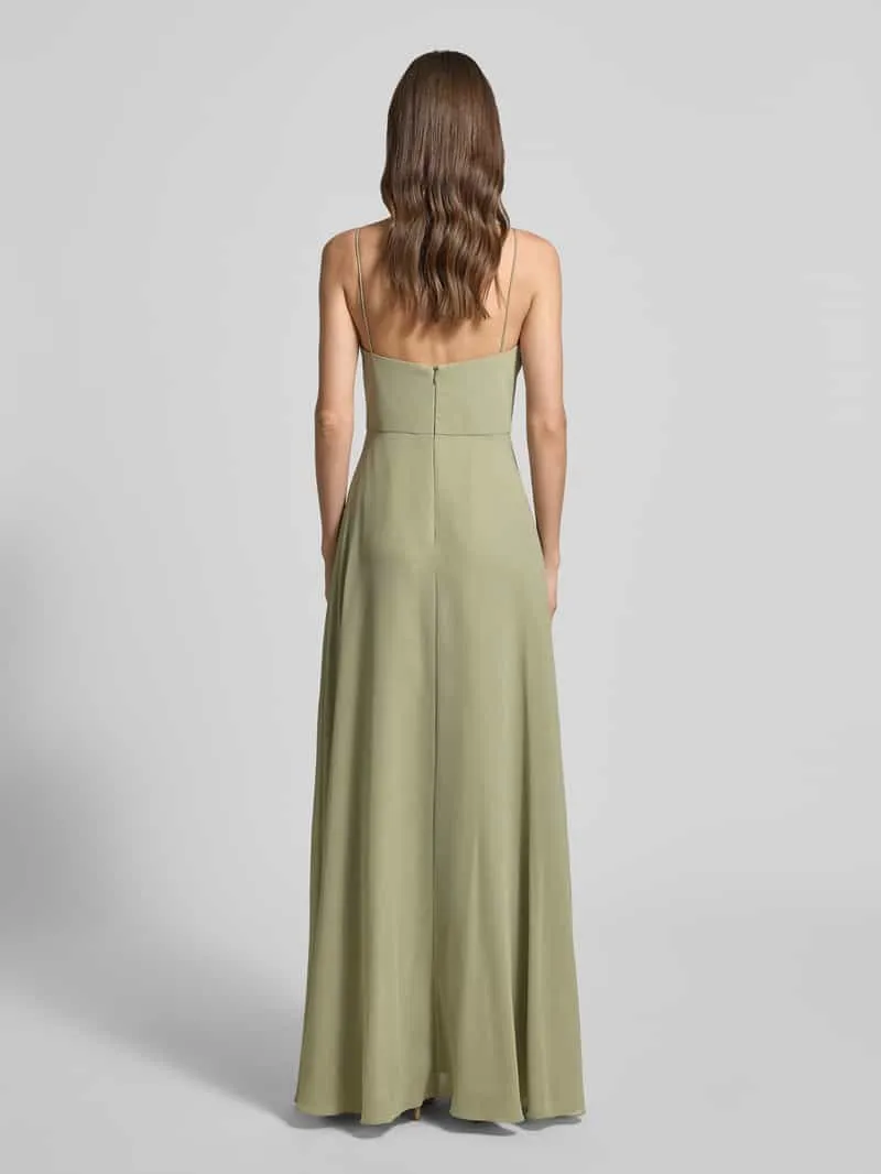 Laona midi-jurk met drapering en spaghettibandjes olijfgroen, foto 2
