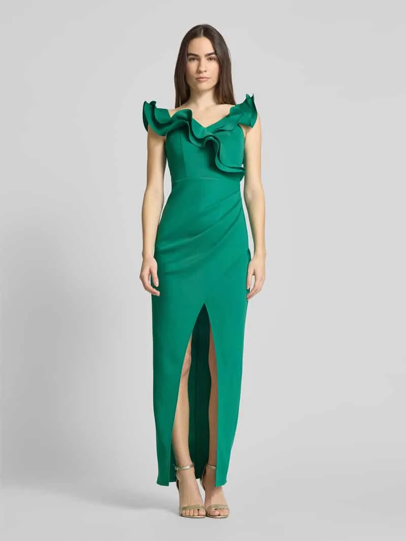 Lipsy Cocktailjurk met volantgarnering Groen