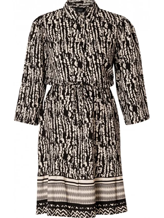 Yesta Bia Jurk - Soft Sand/Black-0(44)