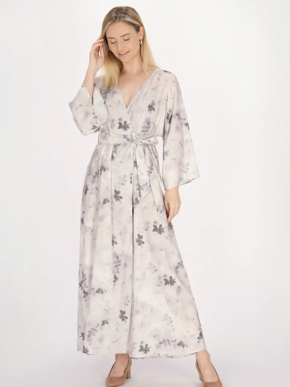 Usha kimono jurk Dames Grijs Veelkleurig
