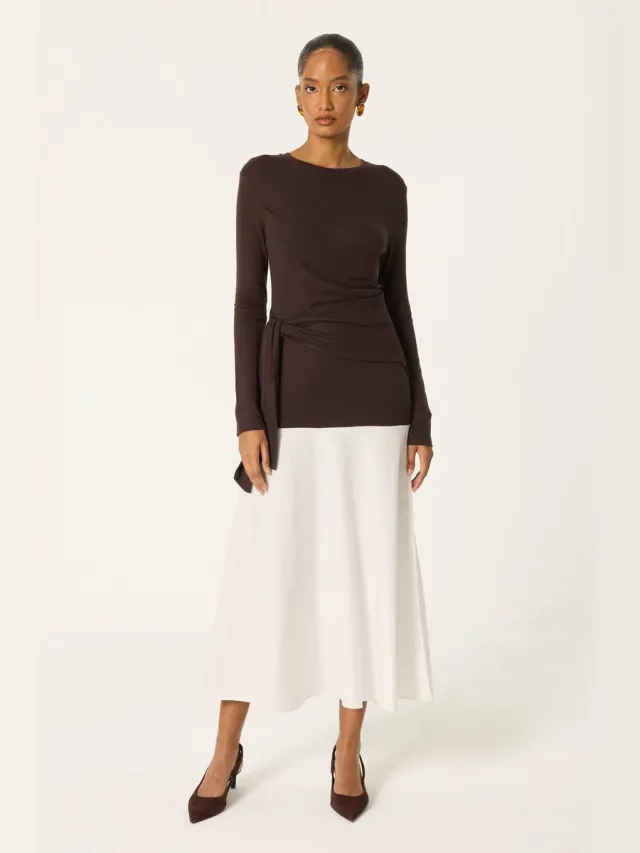 TOUCHÉ PRIVÉ Asymmetrische gedrapeerde jurk - Bruin - Dames