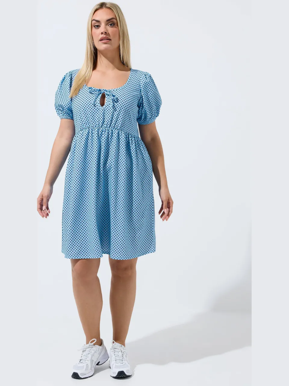 Limited Collection Blauwe Minijurk Met Stippen Blue