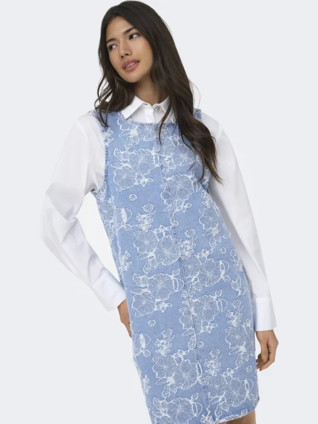 Only korte jurk light blue denim, foto 5