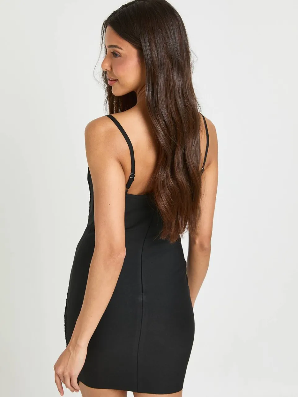 boohoo Dames Premium Bandage Mini-jurk Met Kwastjesdetail zwart, foto 3