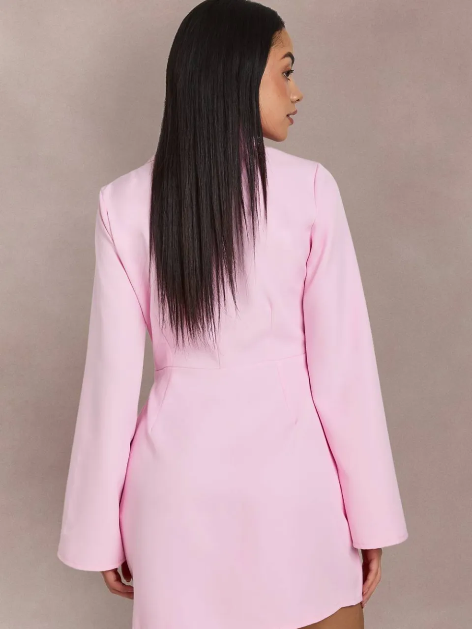 boohoo Dames Getailleerde Blazerjurk Met Gespsluiting En Strikceintuur pastelroze, foto 2