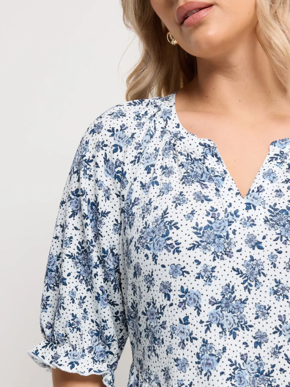 Yours Witte Maxijurk Met Bloemenprint, Polka Dots En Notch Neck-52, foto 5