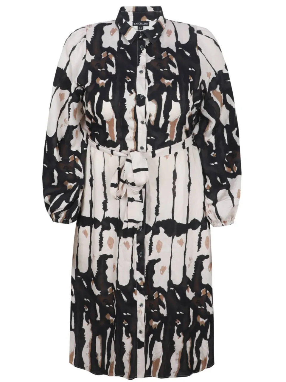 Exxcellent midi jurk Plus Size met ceintuur en print - bruin, foto 2