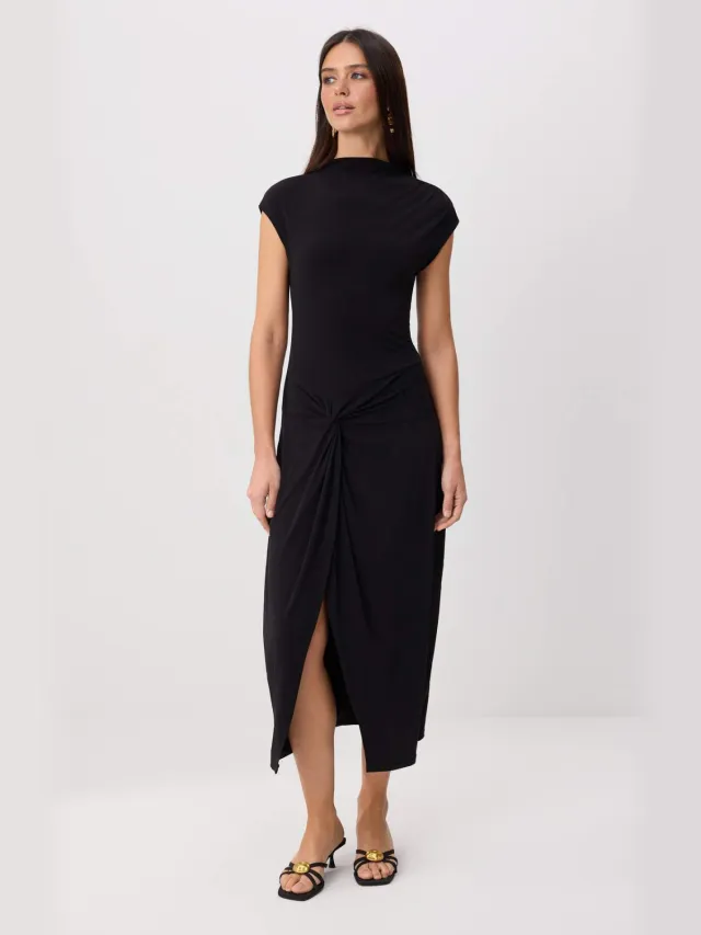 Trendyol TRENDYOLMİLLA Dames Zwart Effen Midi Kort Bodycon Jurken
