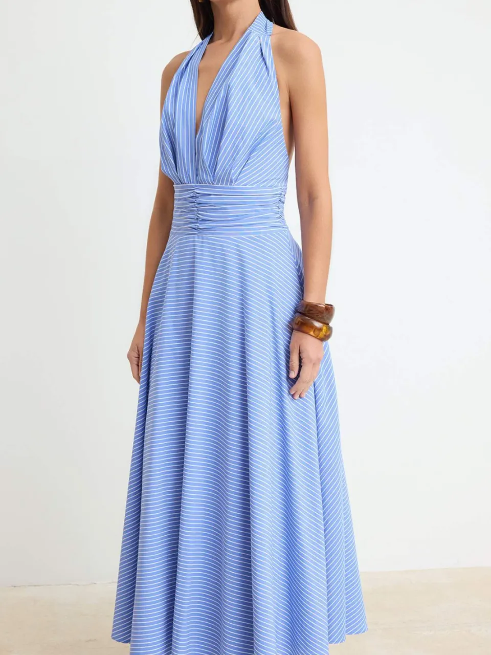 Trendyol TRENDYOLMİLLA Dames Blauw Effen Midi Mouwloos Avond / Dagelijks Skater Jurken, foto 2
