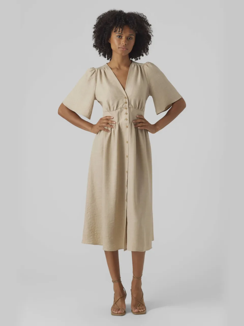 Vero Moda zomerjurk beige Overcast-Melange