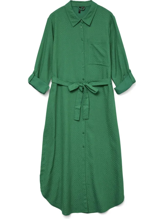 Vero Moda VMVILNA LS 7/8 SHIRT DRESS WVN GA - Dames - Mini jurken Groen