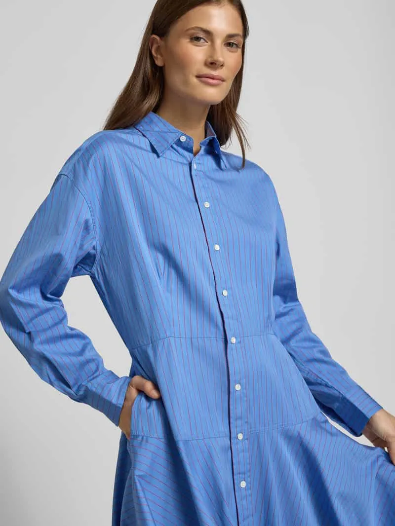 Polo Ralph Lauren Getailleerde blousejurk van puur katoen blauw, foto 4
