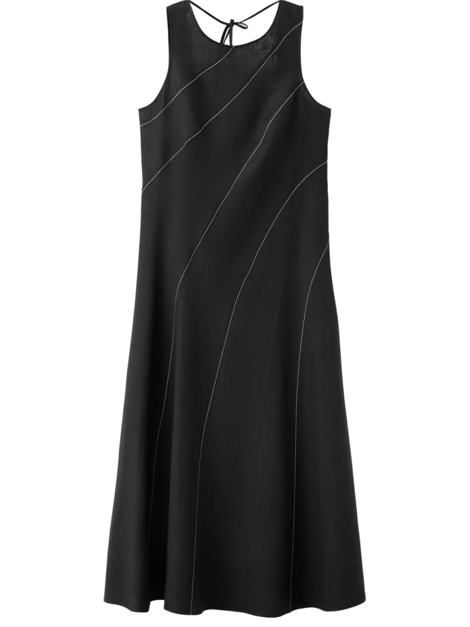 Mango midi zomerjurk met open rug en linnen - zwart, foto 2
