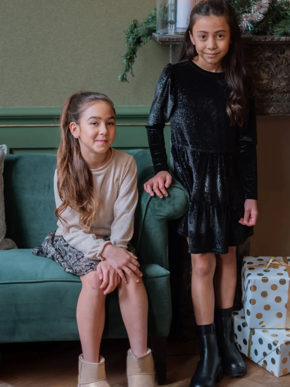 Like Flo korte glitterjurk zwart