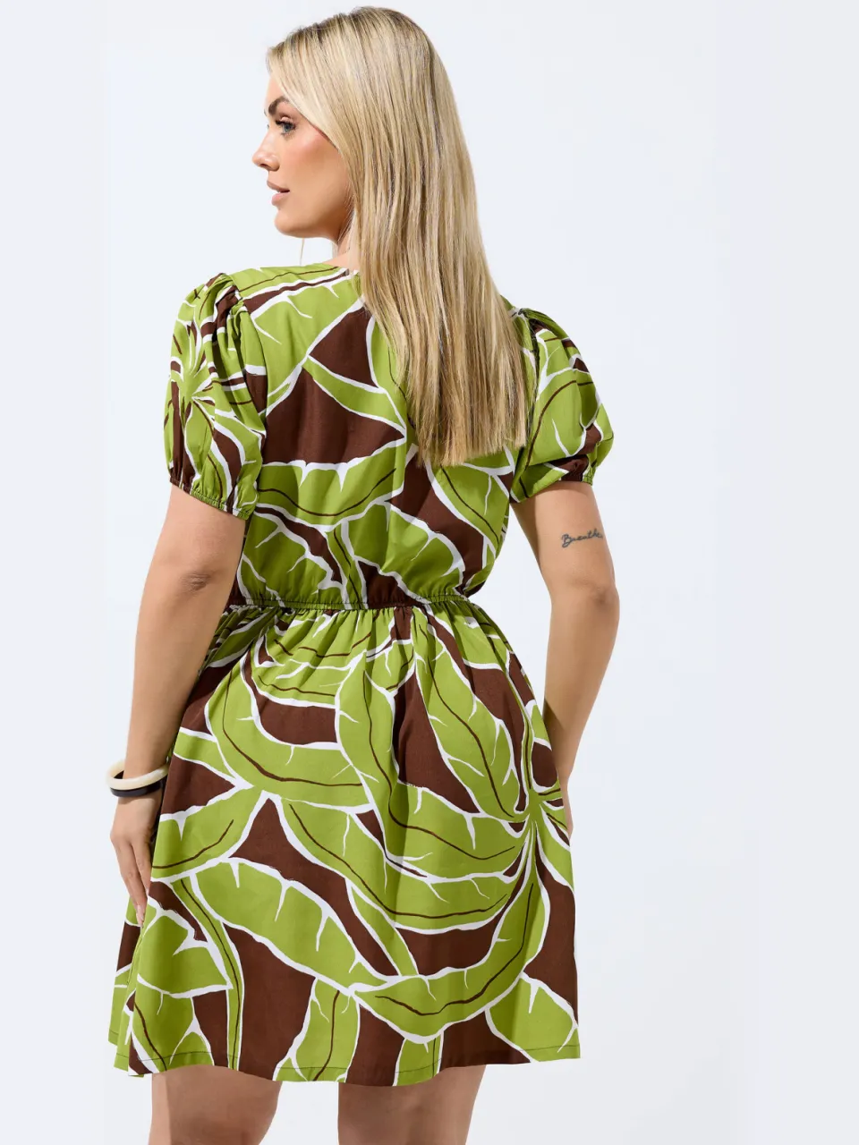 Limited Collection Groene Palmblad Minijurk, foto 3