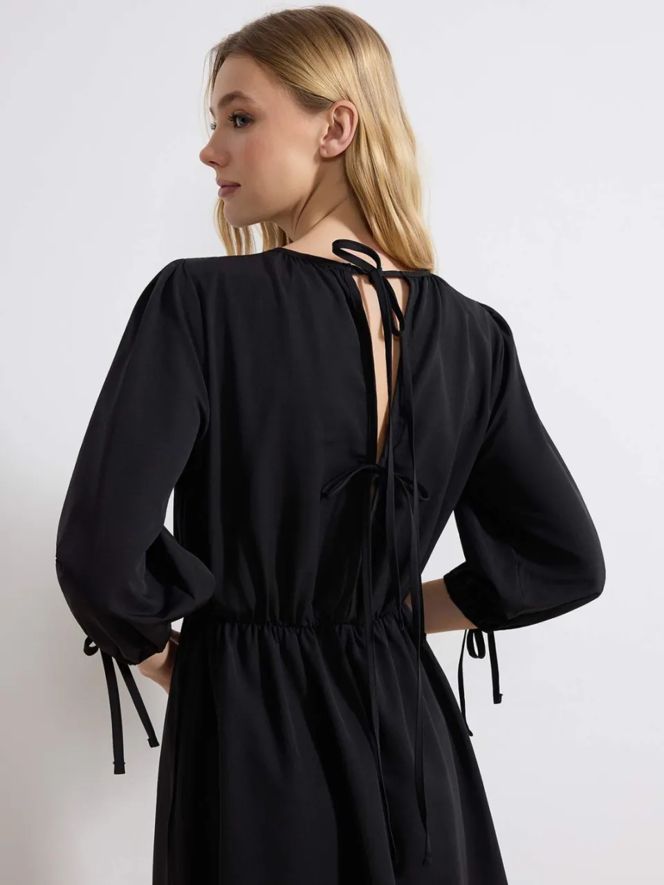 Turkishsouq Platte maxi-jurk voor dames met Truvakar-mouwen, casual/dagelijks, A-lijn model zwart, foto 2