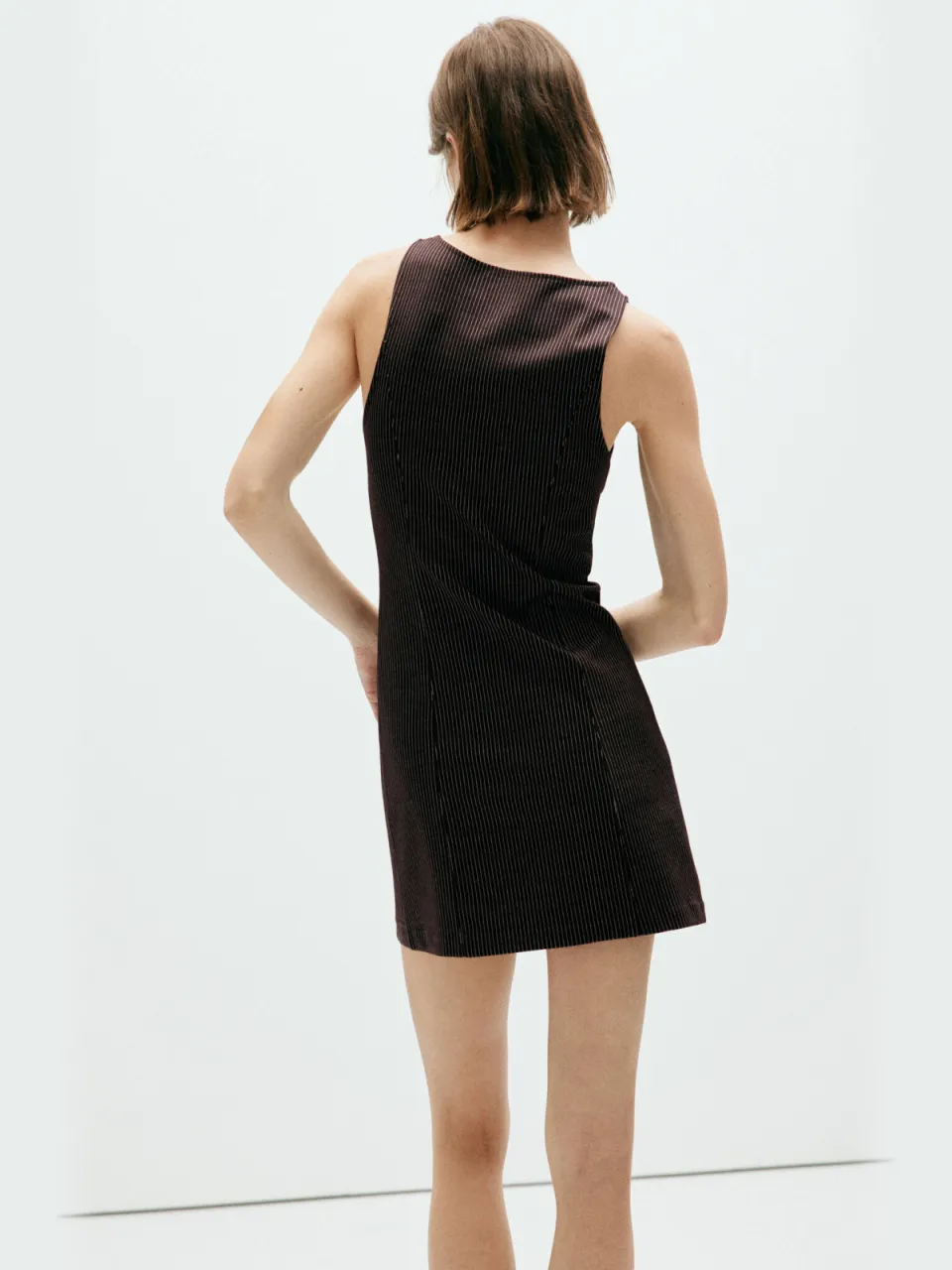 Mango mini jurk met krijtstreep - bruin, foto 3