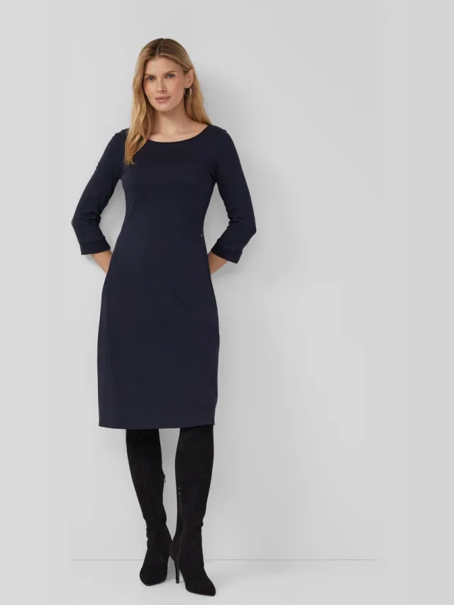 S.Oliver female - Jurk van interlockjersey met zijsplitjes navy