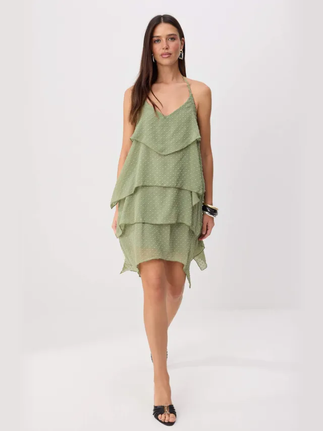 Trendyol TRENDYOLMİLLA Dames Groen Effen Kort / Mini Mouwloos Recht Jurken Mint