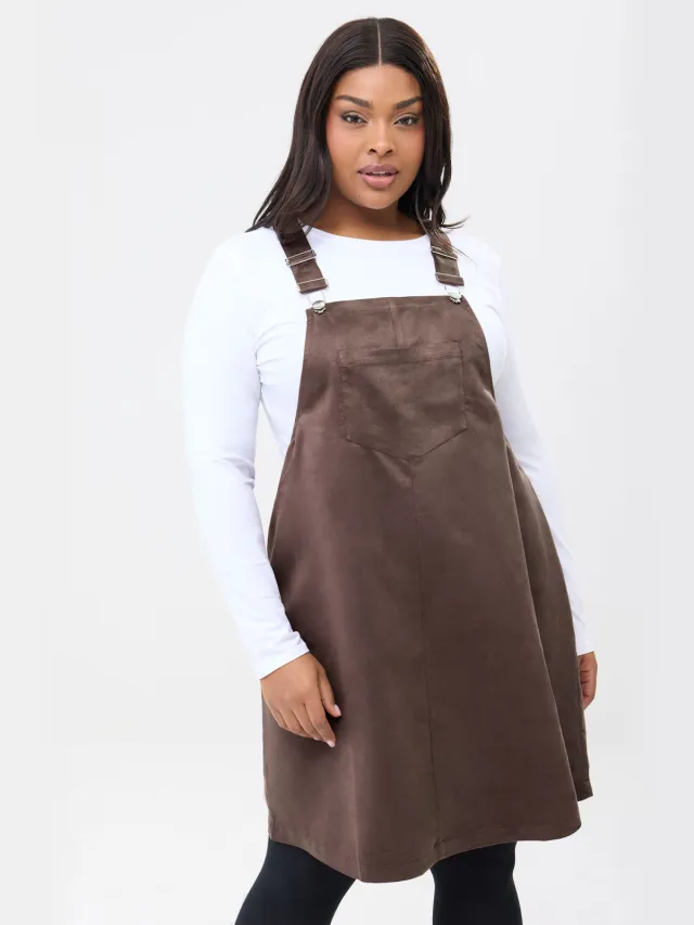 Yours Chocoladebruine Schortjurk Van Imitatiesuède Brown
