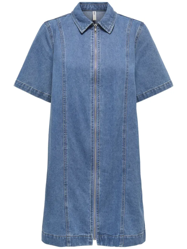 Only spijkerjurk gebreid medium blue denim