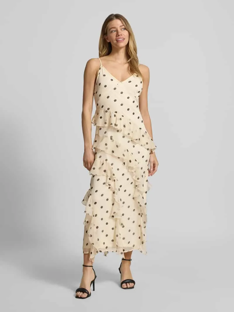 Vero Moda Nauwsluitende midi-jurk met ruches model 'SMILLA' Wit