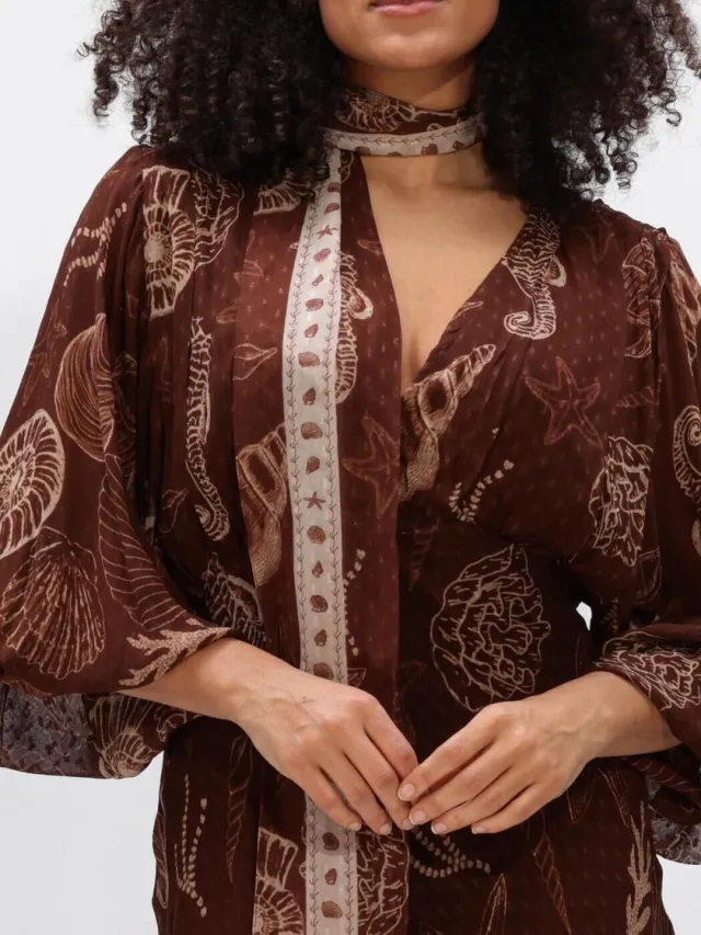 Ibana Danoli Shell Dames - Jurk - Bruin