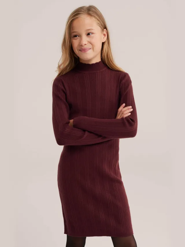 WE Fashion gebreide bodycon midi jurk donkerpaars