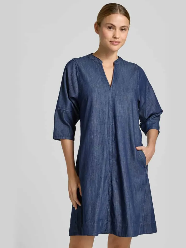 Opus Knie-lange denimjurk met V-hals model 'Wonema' Jeansblauw