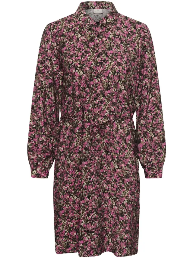 Kaffe Dameshemdjurk KAFFE Bella pink black graphic flower