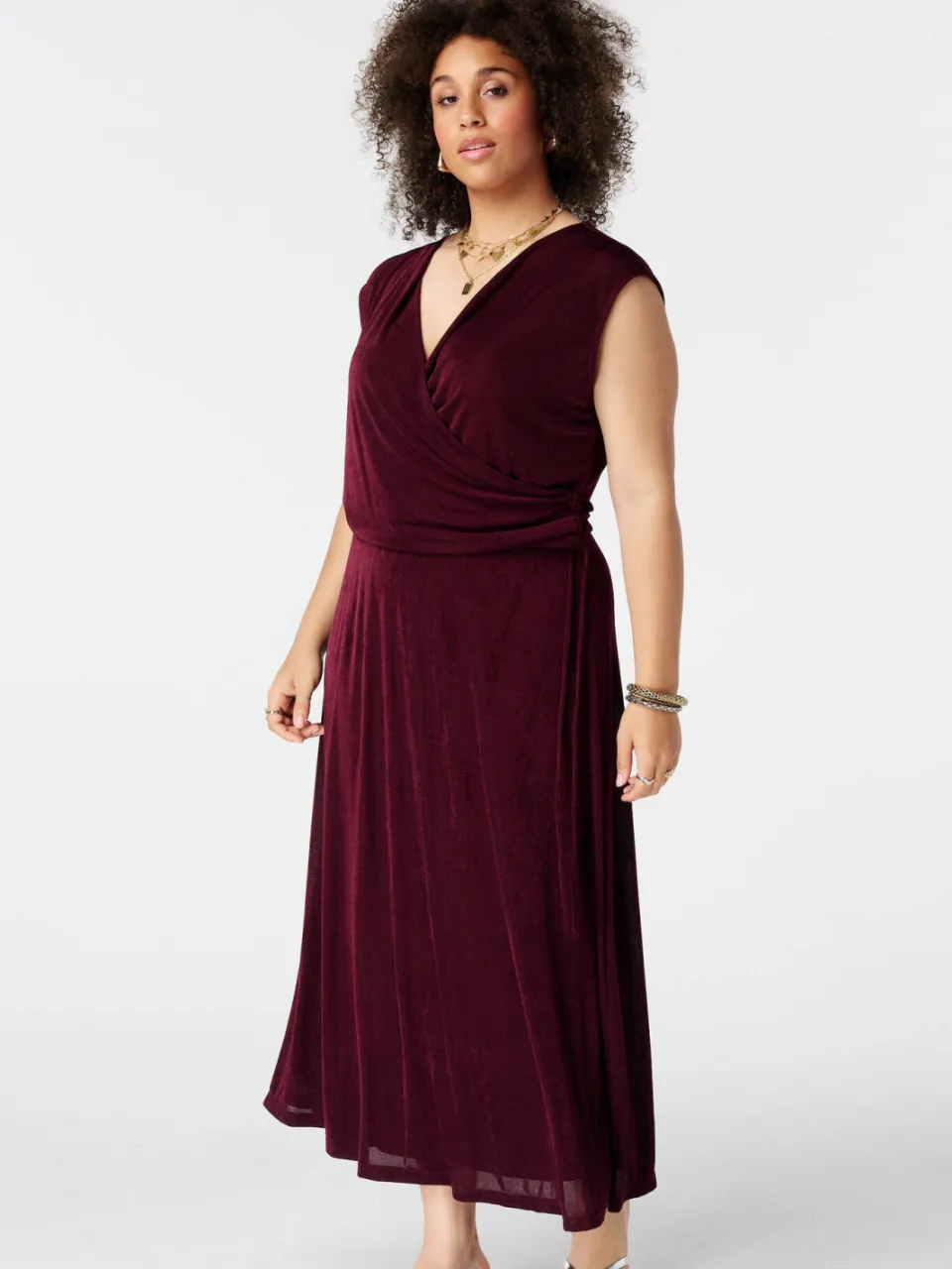 MS Mode midi jurk Plus Size - donkerrood