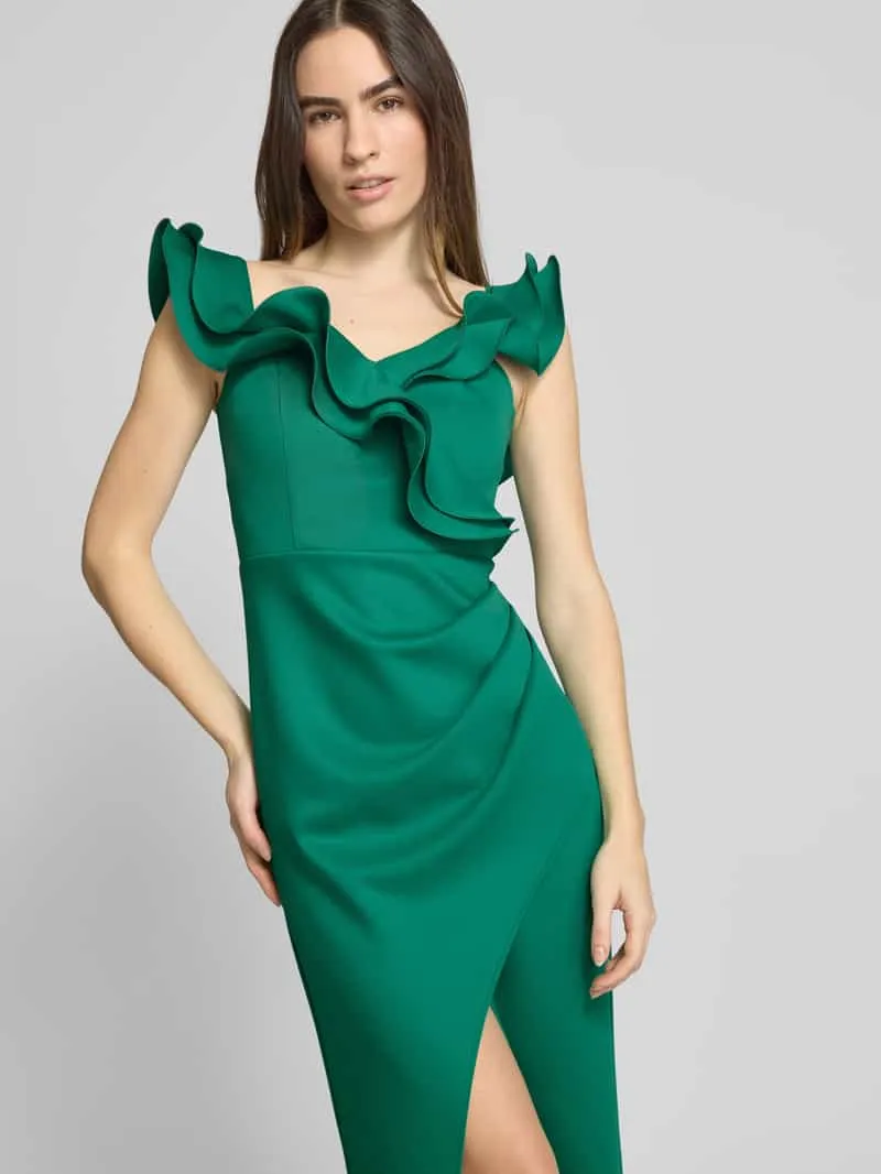 Lipsy Cocktailjurk met volantgarnering groen, foto 3