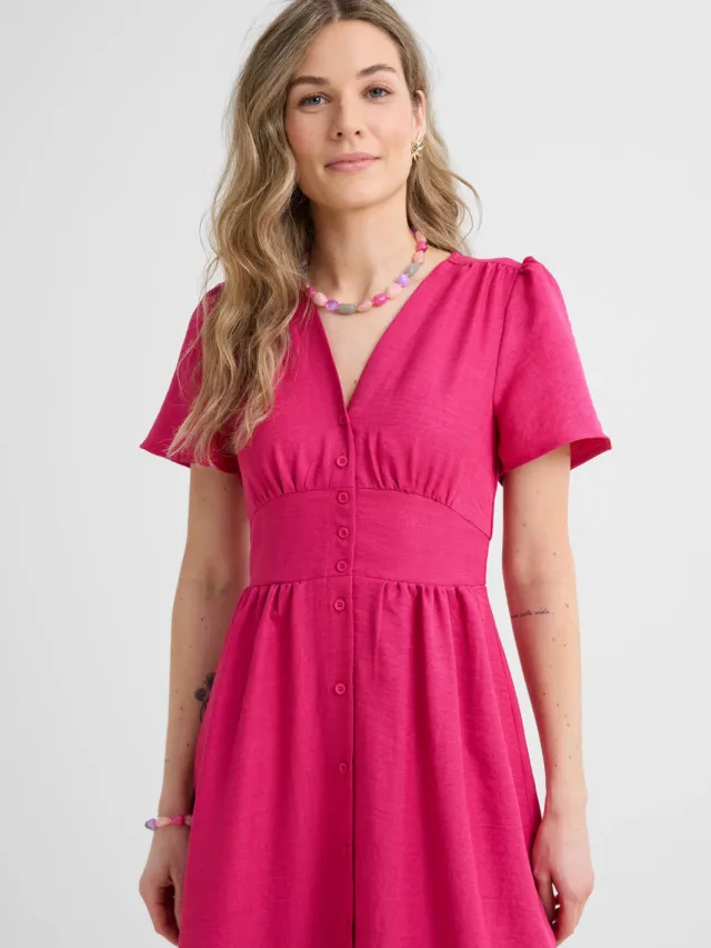 Anytime midi jurk roze, foto 5