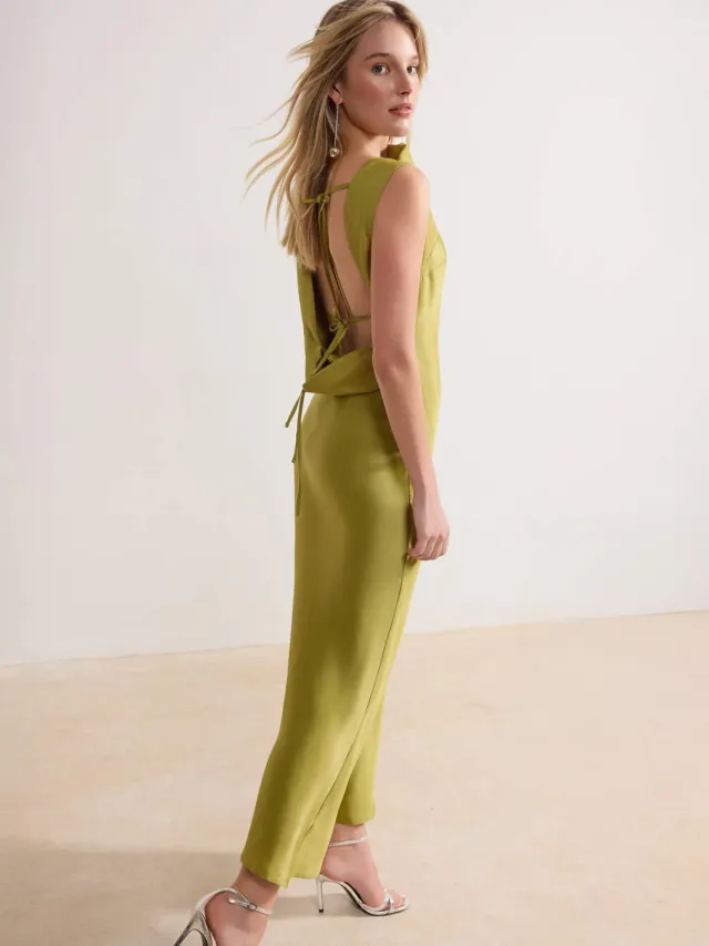Trendyol TRENDYOLMİLLA Dames Groen Effen Maxi Mouwloos Stijlvol/Avond Recht Jurken, foto 2