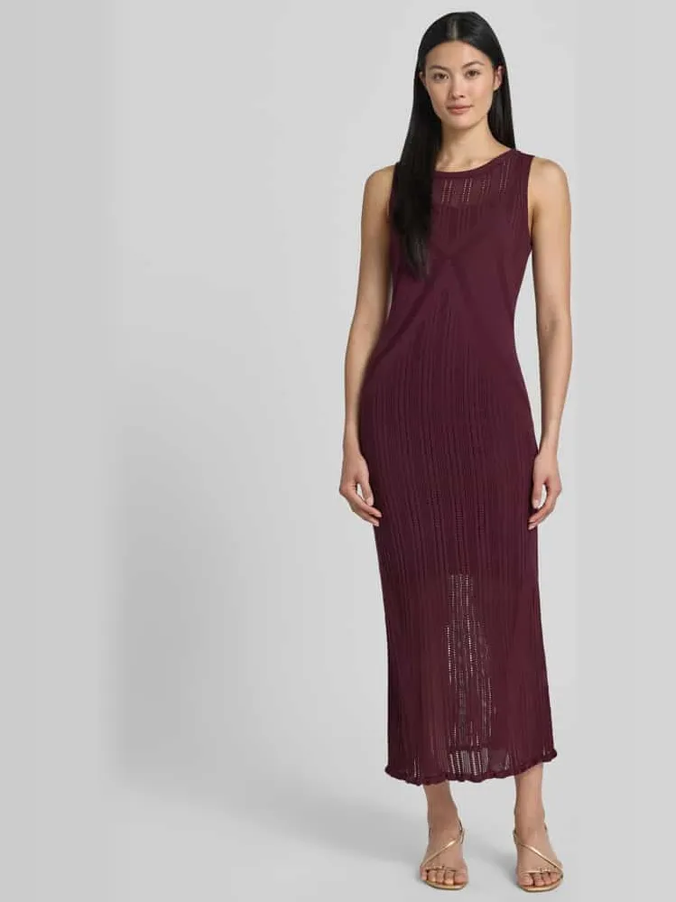 Jake*s Collection tricotjurk met ronde hals Prune