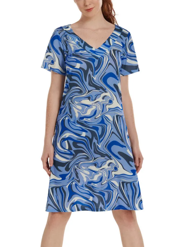 Lisca Jurk Lisca Zomerjurk met slipe mouwen Palma Blauw
