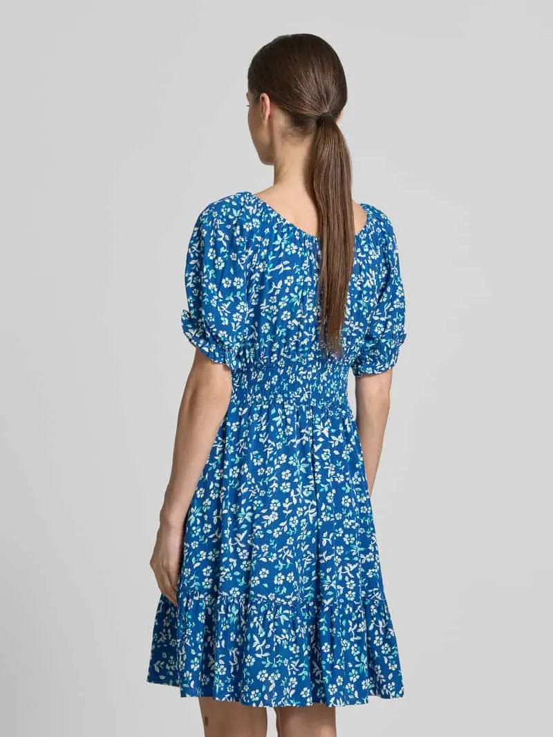 Apricot Mini-jurk van viscose met tunnelkoord en kwastdetails blauw, foto 4