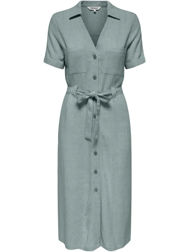 Only ONLSIESTA SS LIN BL SHIRT DRESS PNT NOOS Dames Jurk Abyss