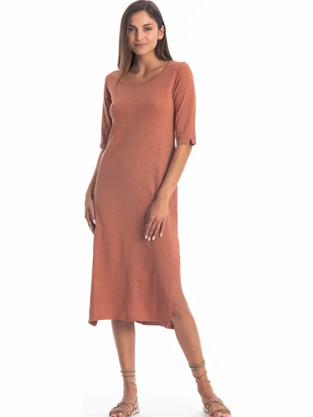 RAVENS VIEW IBIZA dames vegan Maxi Jurk Mia Brons Lichtbruin