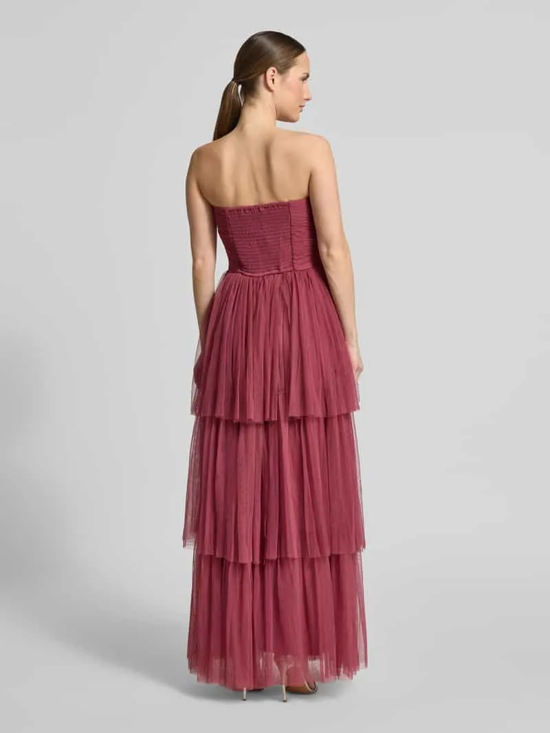 Lace & Beads regular fit avondjurk met ruches felroze, foto 2