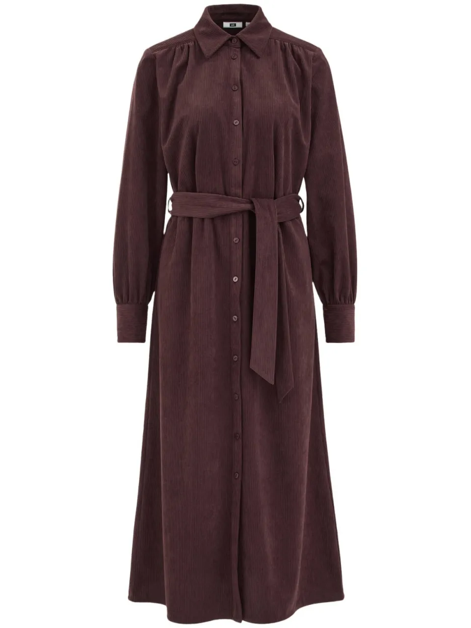 WE Fashion corduroy midi blousejurk met ceintuur - donkerrood, foto 2