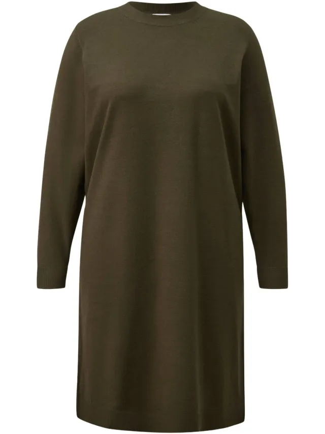s.Oliver Curve Plus Size korte gebreide jurk - donkergroen