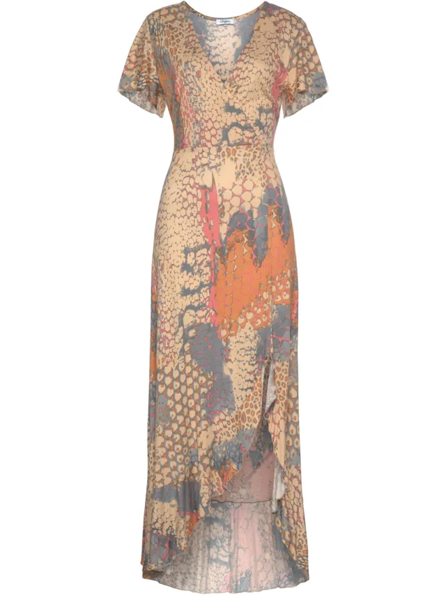 Maxi-jurk oranje/blauw bedrukt, foto 2