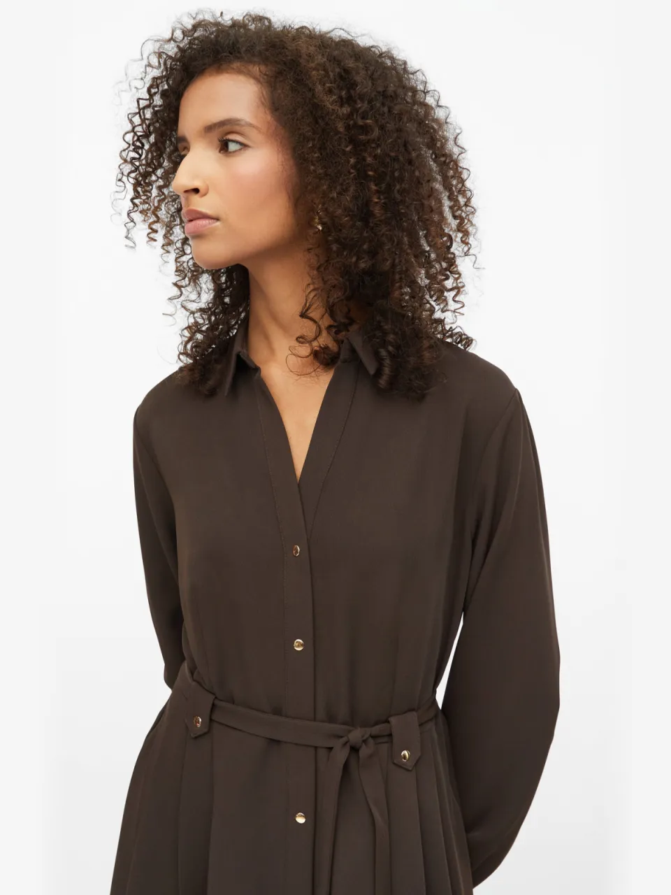 s.Oliver midi blousejurk met ceintuur donkerbruin, foto 3