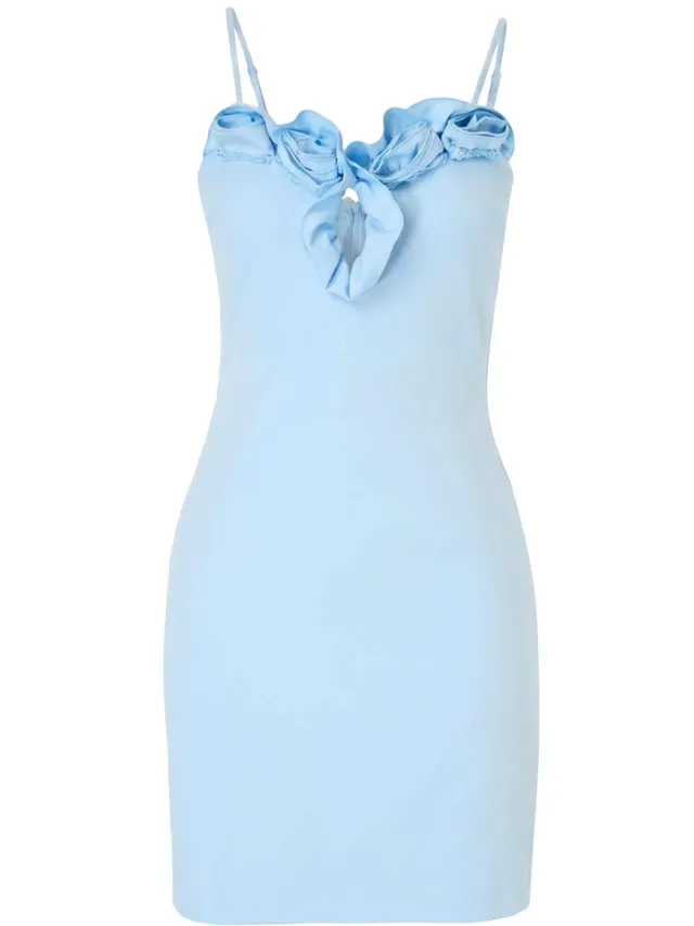 Trendyol TRENDYOLMİLLA Dames Blauw Effen Kort / Mini Mouwloos Bodycon Jurken