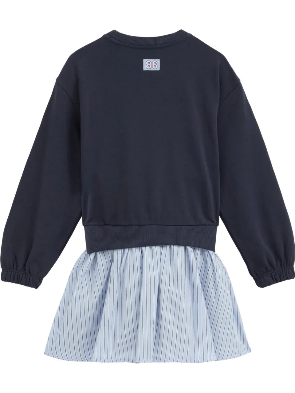 WE Fashion gestreepte sweatjurk met tekst donkerblauw donkerblauw/lichtblauw, foto 5